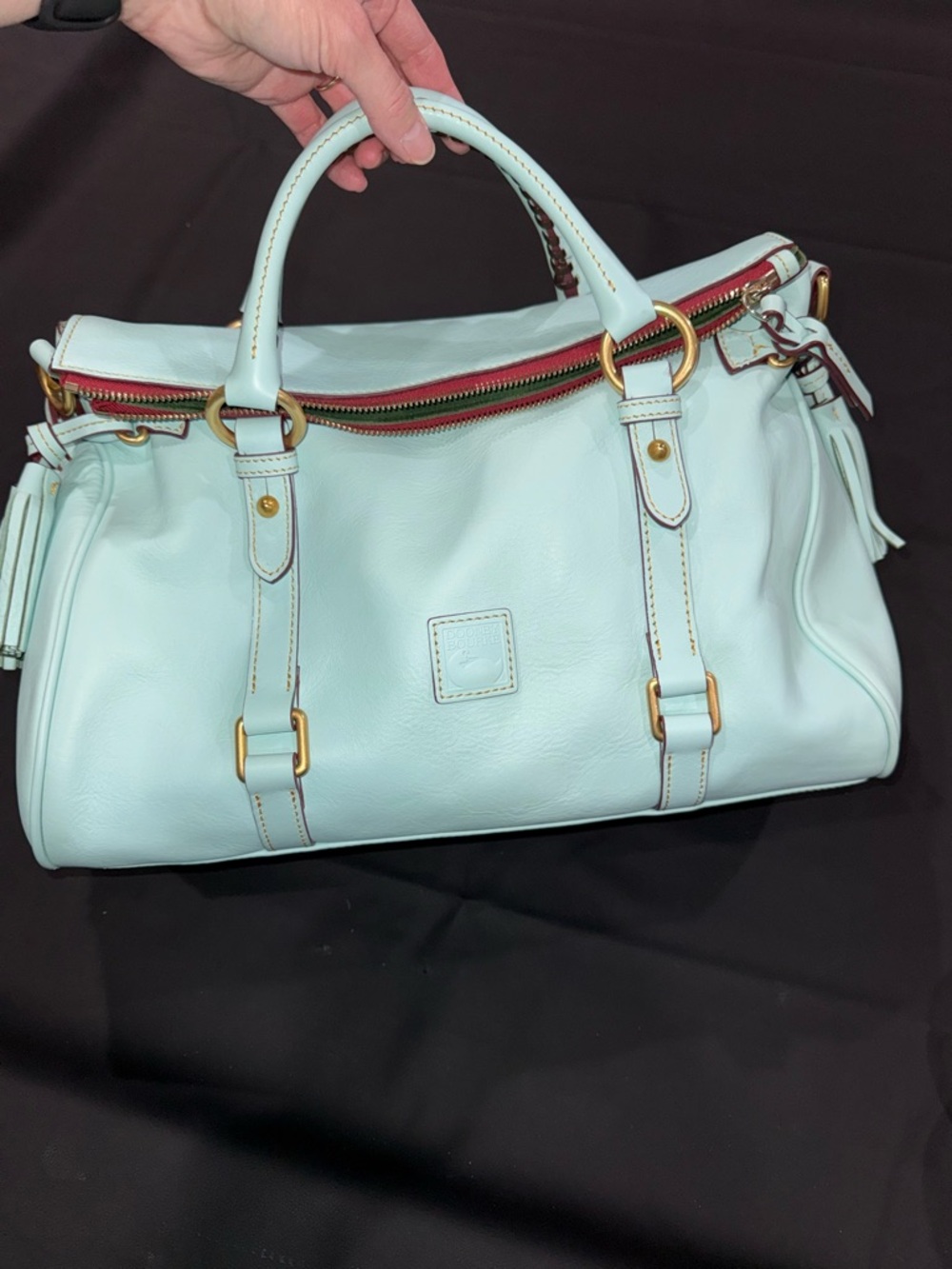 Dooney & Bourke Light Blue Large Florentine Leather Satchel - Picture 3 of 13
